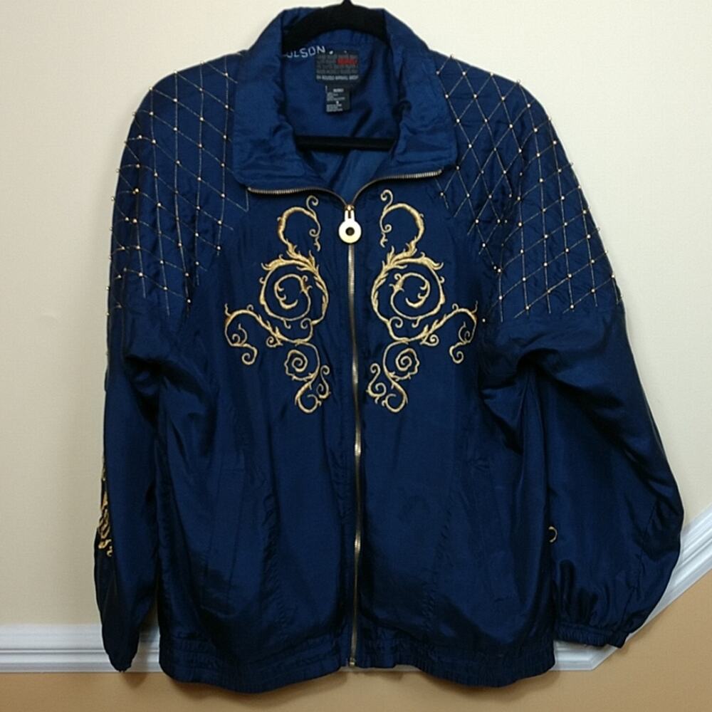 Vintage Mureli Embroidered Beaded Silk Track Jacket size Medium